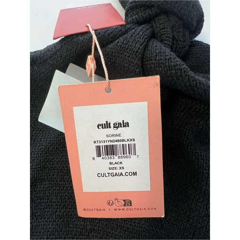 New Cult Gaia Sorine Knit Crop Top in Black Sz XS